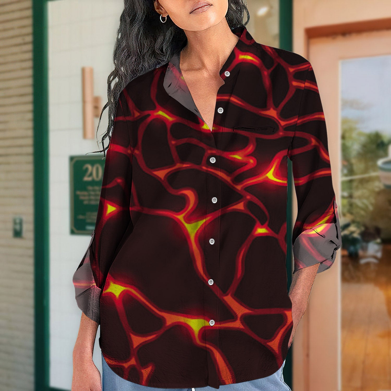 Lava Vintage Blouse | Casual Loose Shirt | Long Sleeve Plus Size Casual Shirt