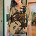 Cowboy Ld Vintage Blouse | Casual Loose Shirt | Long Sleeve Plus Size Casual Shirt